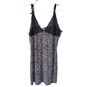 Body Form Nightgown 1X Plus Size Women Sexy Black Roses Floral Lace Cups